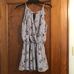 NWOT Gray & Pink Floral Romper